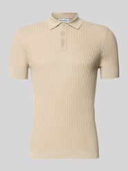 slim fit poloshirt van viscosemix met linnen-anteil van Antony Morato Beige - 4