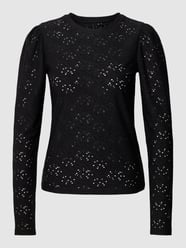 Longsleeve mit Lochmuster Modell 'SMILLA' von Only Schwarz - 20