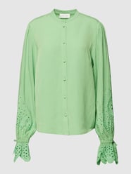 Blouse met viscose en broderie anglaise, model 'Clarissa' van FABIENNE CHAPOT Groen - 21