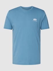 T-Shirt mit Logo-Print Modell 'BASIC T SMALL LOGO' von Alpha Industries Blau / Türkis - 30