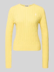 Strickpullover mit Zopfmuster und Label-Stitching von REVIEW - 30