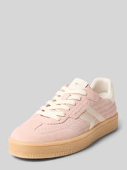 Low-top sneakers van mix van rundleer en textiel van Tamaris Fuchsia - 4