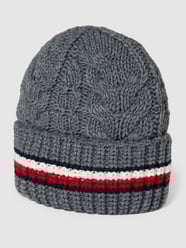 Beanie mit Zopfmuster Modell 'PREMIUM' von Tommy Hilfiger Grau - 37