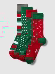 Socken mit Allover-Muster Modell 'Christmas' 4er-Pack von Fun Socks Grün - 5