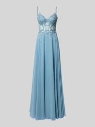 Maxikleid mit Stitchings und Ziersteinbesatz von LUXUAR FASHION - 26