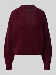 Relaxed fit wollen pullover met alpaca in gebreide look van Marc Cain Bordeaux - 33