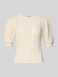 Gebreid shirt met ronde hals en golvende zoom van Jake*s Casual Beige - 9