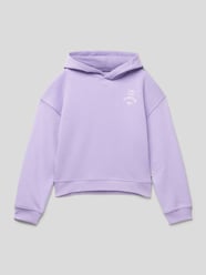 Korte hoodie met labelprint, model 'CLEAN' van Garcia Paars - 27