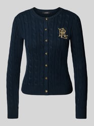 Kurtka z dzianiny ze ściegiem warkoczowym i wyhaftowanym logo model ‘RALHAN’ od Lauren Ralph Lauren - 17