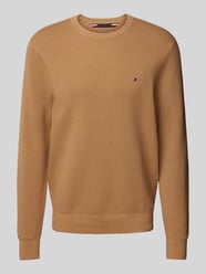 Sweter z dzianiny z wyhaftowanym logo od Tommy Hilfiger Brązowy - 38