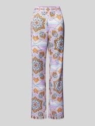 Spodnie materiałowe o kroju regular fit z elastycznym pasem od Herzensangelegenheit Fioletowy - 35