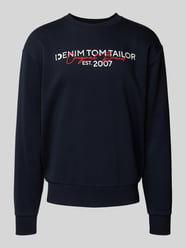 Basic Fit Sweatshirt mit Label-Schriftzug von Tom Tailor Denim Blau - 5