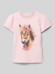 T-shirt met ronde hals, model 'HANI' van Name It Fuchsia - 4