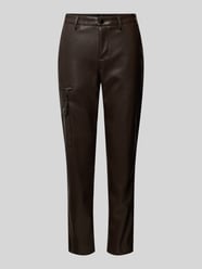 Regular fit broek in leerlook van monari Bruin - 9