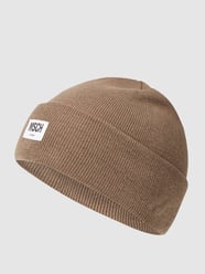 Czapka beanie z naszywką z logo model ‘Mojo’ od MOSS COPENHAGEN Brązowy - 7