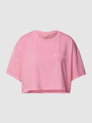 Krótki T-shirt z bawełny od REVIEW Fuksjowy - 32