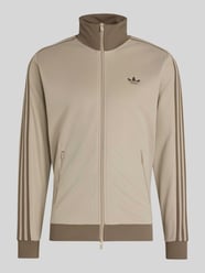 Slim Fit Sweatjacke aus Baumwoll-Mix mit Stehkragen von adidas Originals Beige - 4