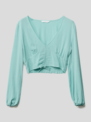 Cropped Longsleeve mit Smok-Einsatz von Mango Türkis - 3