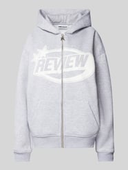 Sweatjacke mit Label-Print von Review Grau - 3