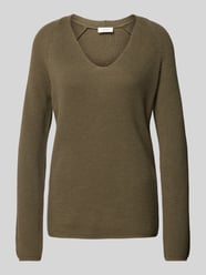 Regular fit gebreide pullover met V-hals en raglanmouwen van s.Oliver RED LABEL Groen - 28