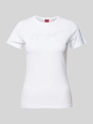 T-Shirt mit Strasssteinbesatz Modell 'Deloris' von HUGO Weiß - 5