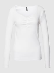 Longsleeve mit V-Ausschnitt Modell 'TANIA' von Pieces Weiß - 36