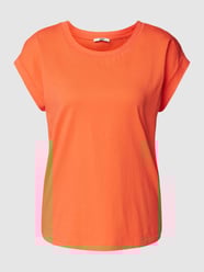 T-shirt z prążkowanym okrągłym dekoltem od Esprit Pomarańczowy - 24
