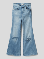 Jeansy z przetarciami model ‘Girls Wide Leg Jeans’ od Blue Effect Niebieski - 38