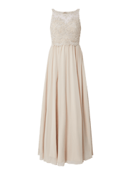 Abendkleid mit floralen Stickereien von Laona Beige - 13