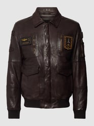 Lederjacke mit Zierbesatz Modell 'FRECCE' von Aeronautica Militare Braun - 40