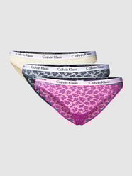 Slip van gebloemd kant in een set van 3 stuks, model 'Carousel' van Calvin Klein Underwear Turquoise - 10