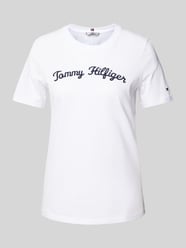 T-Shirt mit Label-Stitching Modell 'SCRIPT' von Tommy Hilfiger Weiß - 43