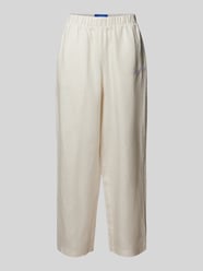 Spodnie lniane o kroju regular fit z wyhaftowanym logo od PEQUS - 12