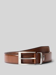 MUSTANG 35 mm volledig leren riem, doorgestikt, met sluiting in mat oud