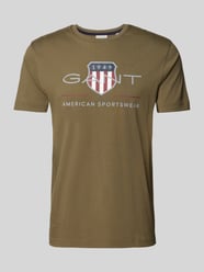 T-shirt met labelprint, model 'ARCHIVE' van Gant Groen - 22
