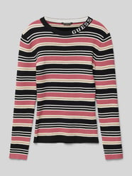 Longsleeve mit geripptem Rundhalsausschnitt von Guess Schwarz - 12