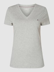 T-shirt van katoen met geborduurd logo van Tommy Hilfiger Grijs / zwart - 36