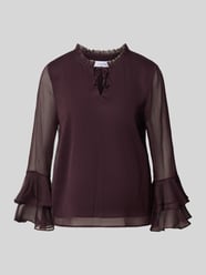 Semitransparante regular fit blouse met rijgsluiting van COMMA Bordeaux - 14