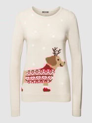 Sweter z wyhaftowanym motywem model ‘X-Mas Dackel’ od Montego Biały - 24