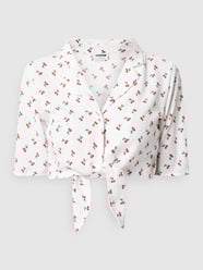 Cropped Bluse mit Knotendetail Modell 'Joe' von Noisy May Weiß - 47