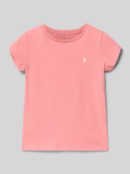 T-shirt o kroju regular fit z czystej bawełny od Polo Ralph Lauren Kids Fuksjowy - 3