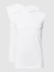 Top o kroju body fit z bawełny pima w zestawie 2 szt. od RAGMAN Biały - 39
