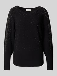 sweter z dzianiny z obszyciem ozdobnymi kamieniami od Apricot - 5