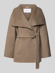 Kurzblazer aus Woll-Mix mit Bindegürtel von COMMA Beige - 3