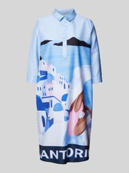 Knielanges Kleid mit Allover-Print von Milano Italy Blau - 39