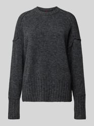 Gebreide pullover met ronde hals van Stefanel Grijs / zwart - 33