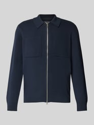 Regular Fit Strickjacke aus reiner Baumwolle mit aufgesetzten Brusttaschen von Marc O'Polo Blau - 21