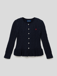 Gebreid jack met kabelpatroon, model 'PEPLUM CARDI TOPS SWEATER' van Polo Ralph Lauren Kids Blauw - 39