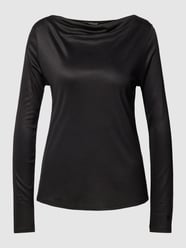 Shirt van viscose met lange mouwen en logostitching van comma Zwart - 47