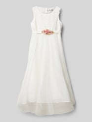 Kleid mit floraler Applikation von Une Hautre Couture Beige - 46